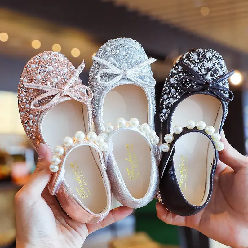 High Heel Butterfly Shoes Girl Princess Holiday Party Kids Dress Shoes Soft Sole Bling Luxury Designer Shoes for Girls I07018