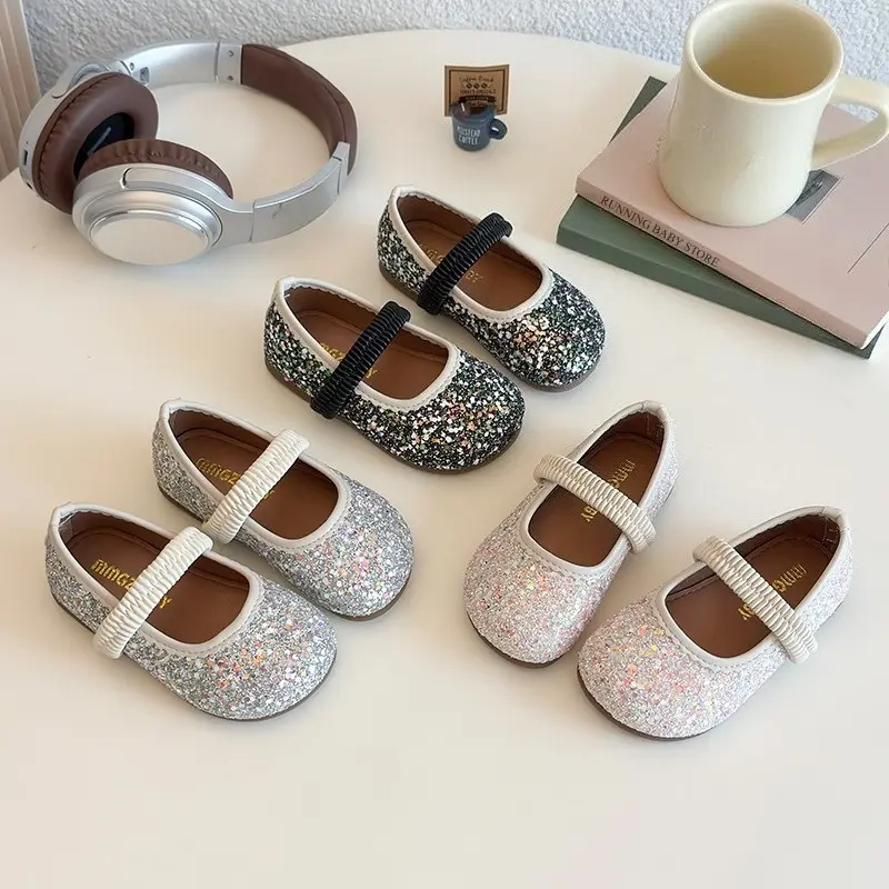 Spring Autumn Girl's Leather Shoes Princess Party Colorful Glitter Shoes Fashion Children Performance Wedding Dress Shoes I06285