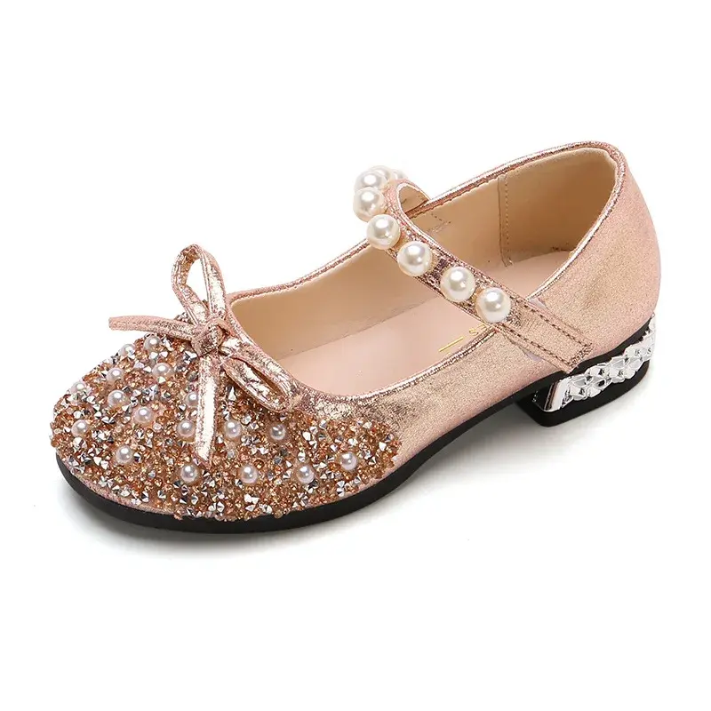 High Heel Butterfly Shoes Girl Princess Holiday Party Kids Dress Shoes Soft Sole Bling Luxury Designer Shoes for Girls I07018