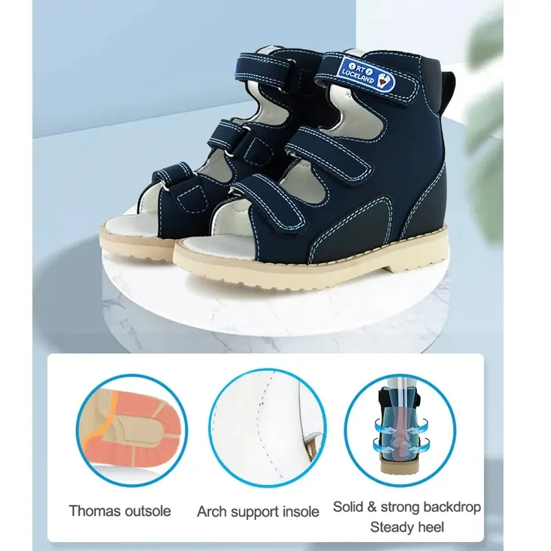 Ortoluckland Children Sandals Boys Orthopedic Shoes For Kids Toddler Teenager Fashion Flatfoot Footwear With Arch Support Insole