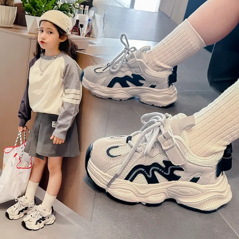 Girls' sports shoes 2025 Spring and Autumn Fashion Girls' Dad Shoes Anti slip and Wear resistant Children's Single Shoes Trendy