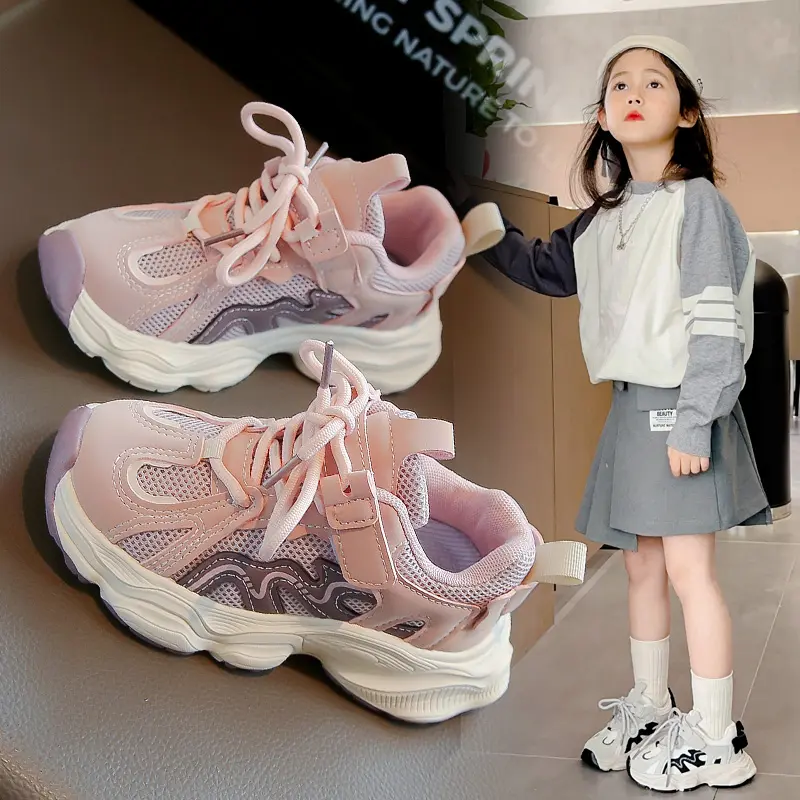 Girls' sports shoes 2025 Spring and Autumn Fashion Girls' Dad Shoes Anti slip and Wear resistant Children's Single Shoes Trendy