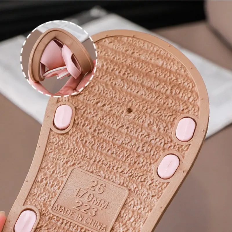 2-12Y Girls' Sandals 2025 Summer New Children's Fashionable Bow Princess Shoes for Students Outdoor Wearing Versatile Sandals