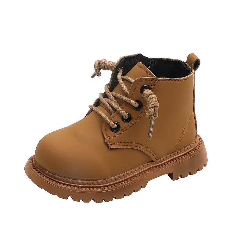 Children Platform Boots for Spring Autumn England Style Kids Short Boots Low Heel Boys Girls Leather Shoes Side Zipper I07166