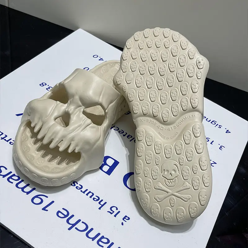 Halloween Personalized Skull Design Women Slippers Summer Outdoor Slide Thick Sole Platform Beach Non-Slip Women Sandal