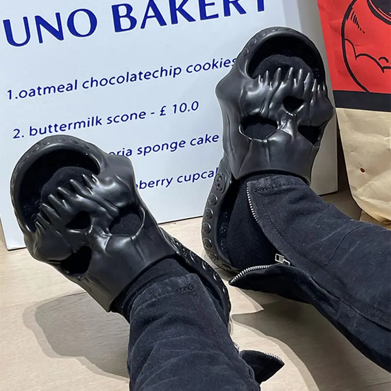 Halloween Personalized Skull Design Women Slippers Summer Outdoor Slide Thick Sole Platform Beach Non-Slip Women Sandal