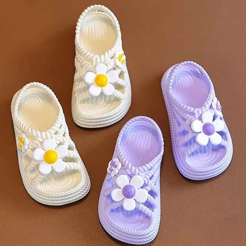 Girls' Sandals Summer New Fashion Princess Shoes – EVA Non-Slip Soft-Sole Toddler Sandals with Floral Design for Indoor&Outdoor