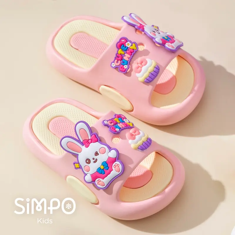 Children Thick Sole Anti-slip Suitable For Batnroom Bedroom Summer Home Slippers For Girls Indoor Cute Bunny Kids Footwear