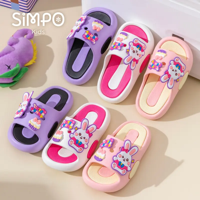 Children Thick Sole Anti-slip Suitable For Batnroom Bedroom Summer Home Slippers For Girls Indoor Cute Bunny Kids Footwear