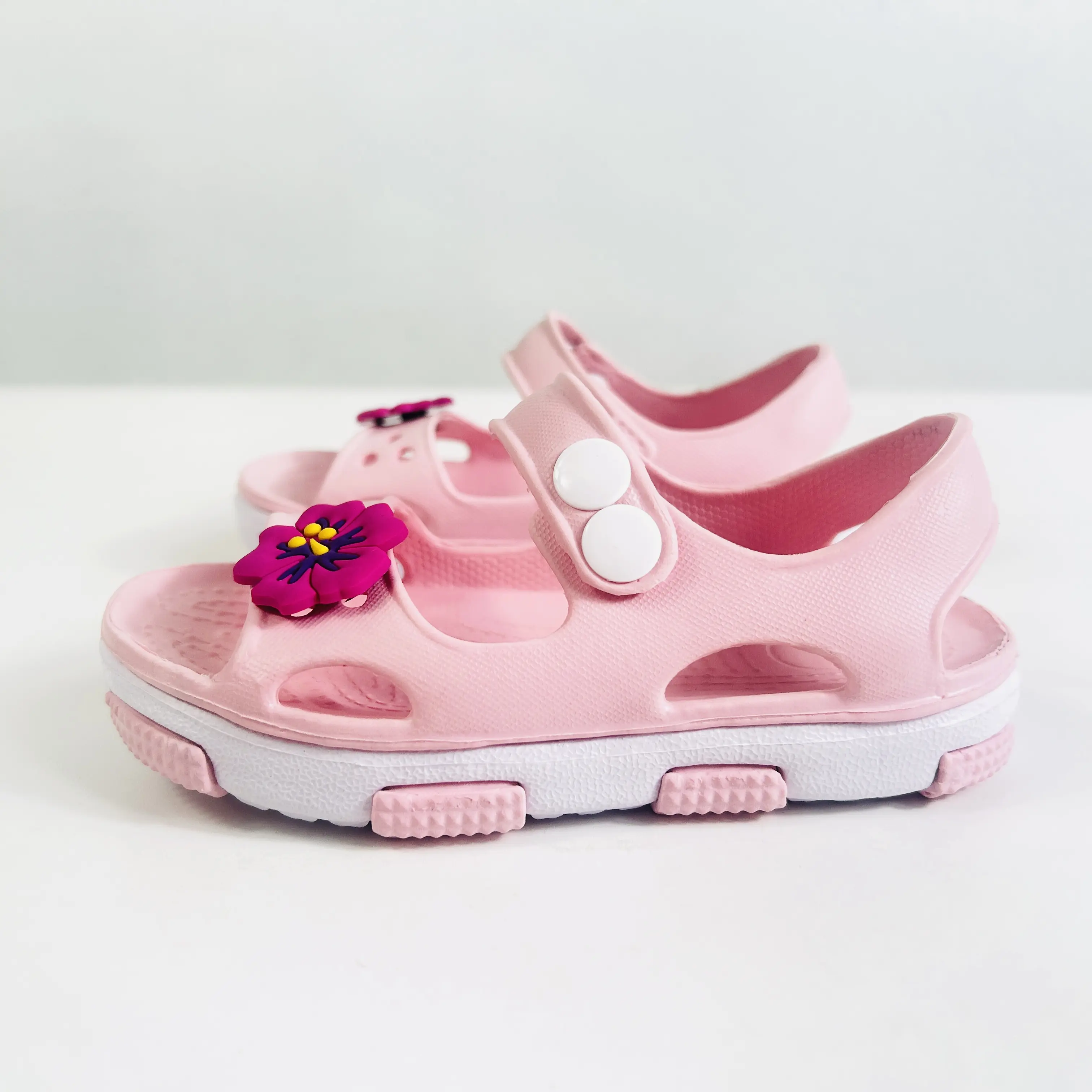 Girls' Cute Fashion Sandals Breathable EVA Material Lightweight Toddler & Infant Outdoor Shoes Hollow Floral Design Round Top