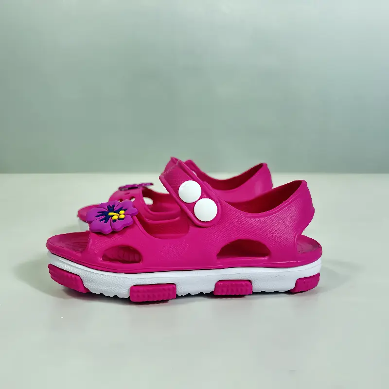 Girls' Cute Fashion Sandals Breathable EVA Material Lightweight Toddler & Infant Outdoor Shoes Hollow Floral Design Round Top