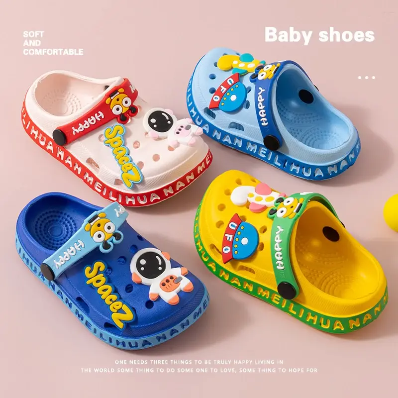 Children's Sandals EVA Ultra Light Boys and Girls Baby and Toddler Anti Slip Hole Shoes  Astronaut UFO Sandals Slippers