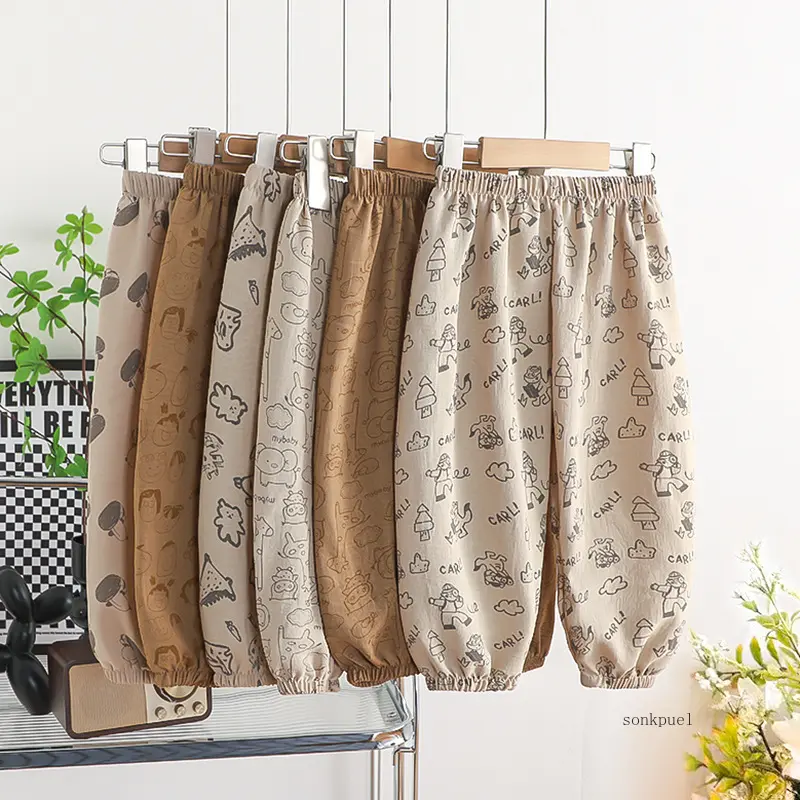 2025 Summer New Baby Pants Boys and Girls Casual Cropped Breathable Kids Sweatpants Children's Pants