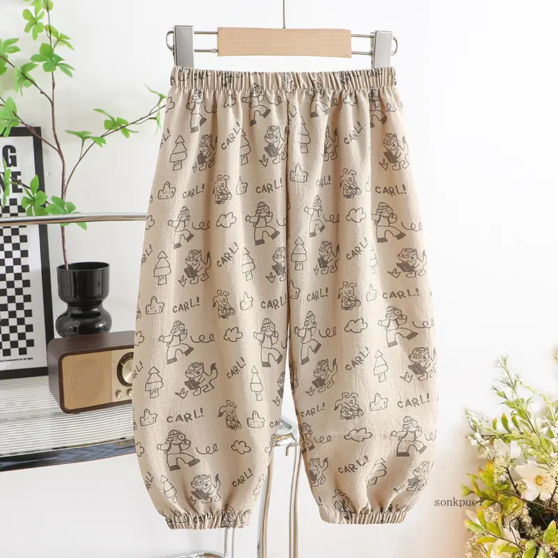 2025 Summer New Baby Pants Boys and Girls Casual Cropped Breathable Kids Sweatpants Children's Pants