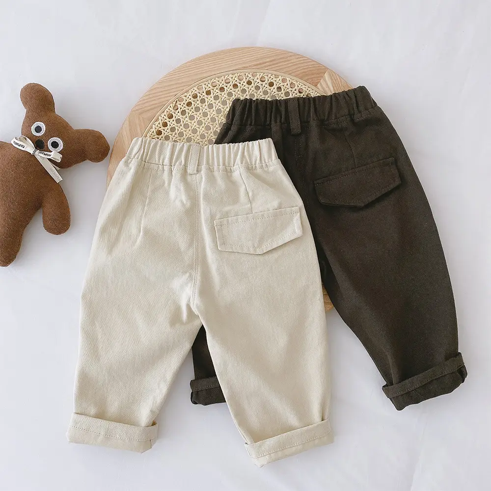 Children Pants Autumn Spring Casual Cotton Canvas Pants Fashion Kids Boys Girls Trousers