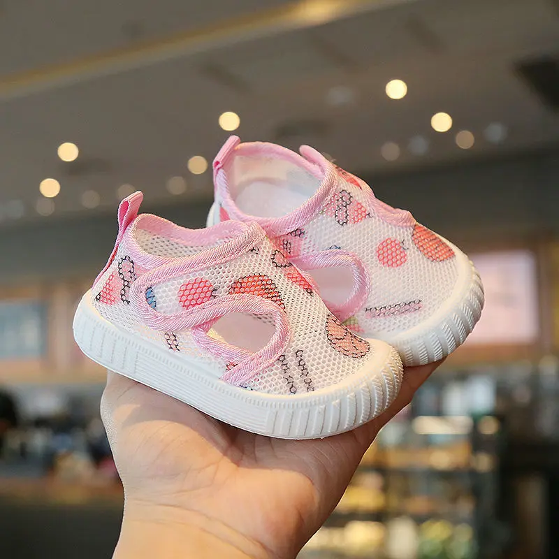 0-3 Y Baby First Walking Shoes Summer Soft Sole Breathable Unisex Infant Sandals with Non-Slip Cute Cartoon Toddler Mesh Sneaker