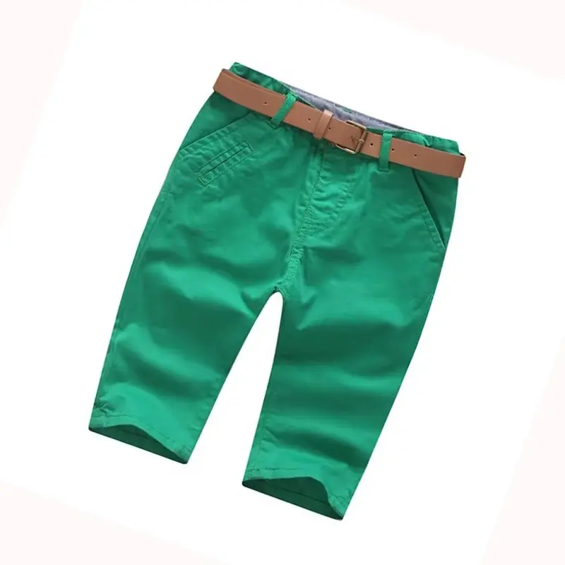 Quality brand kids clothes 2 to 8 years boys pants with belt casual children calf-length trousers 6Y cotton
