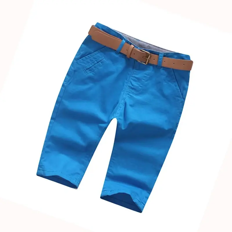 Quality brand kids clothes 2 to 8 years boys pants with belt casual children calf-length trousers 6Y cotton