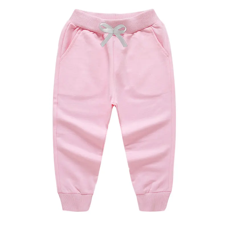 8 Colors 3 PCS Randomly Children's Pants White Bow Solid Color Boys Girls Casual Sport Pants Jogging Enfant Garcon Kids Trousers