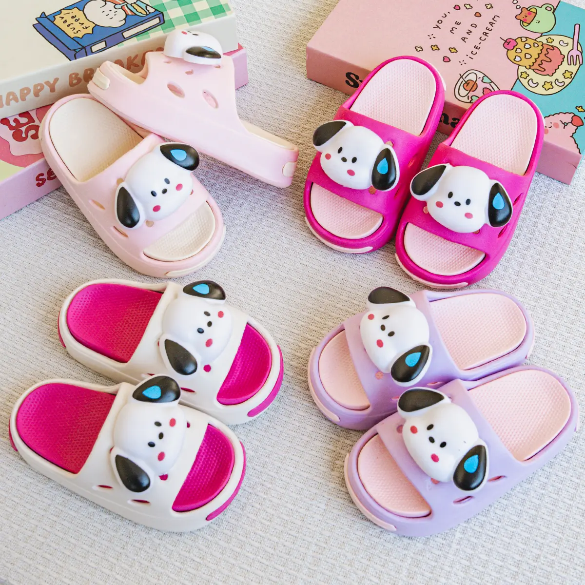 New Popular Cartoon Sweating Dog Versatile Girls Eva Slippers Fashionable Double Soft-Soled Non-Slip Sandals 831