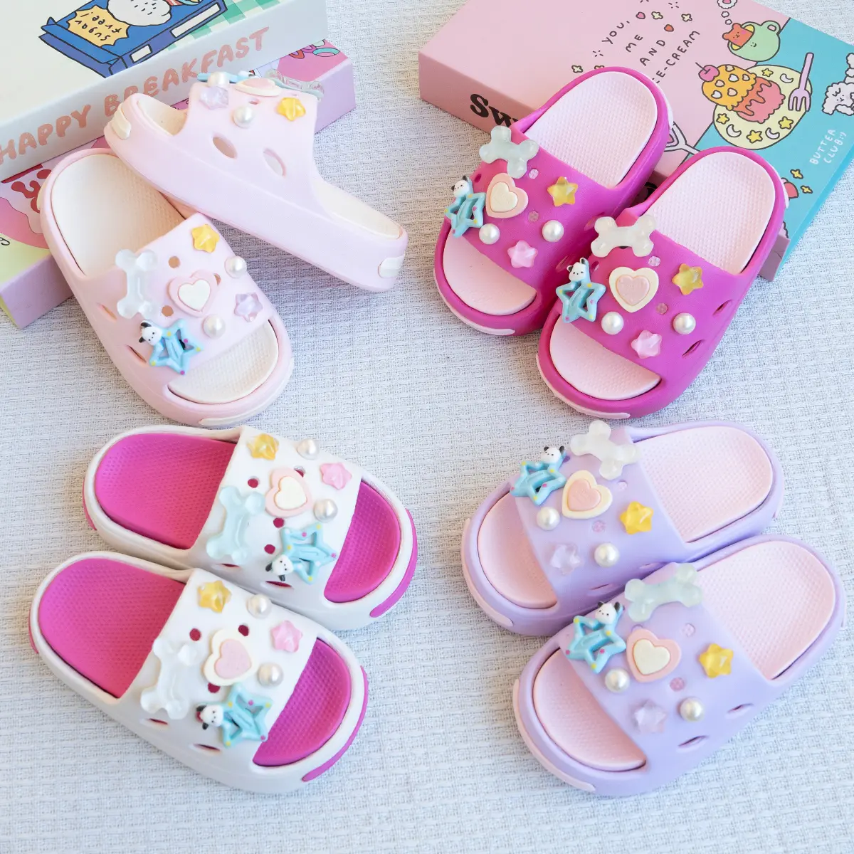 New Popular Cartoon Dopamine Versatile Eva Slippers for Boys and Girls, Fashionable Double Soft-Soled Non-Slip Sandals 831