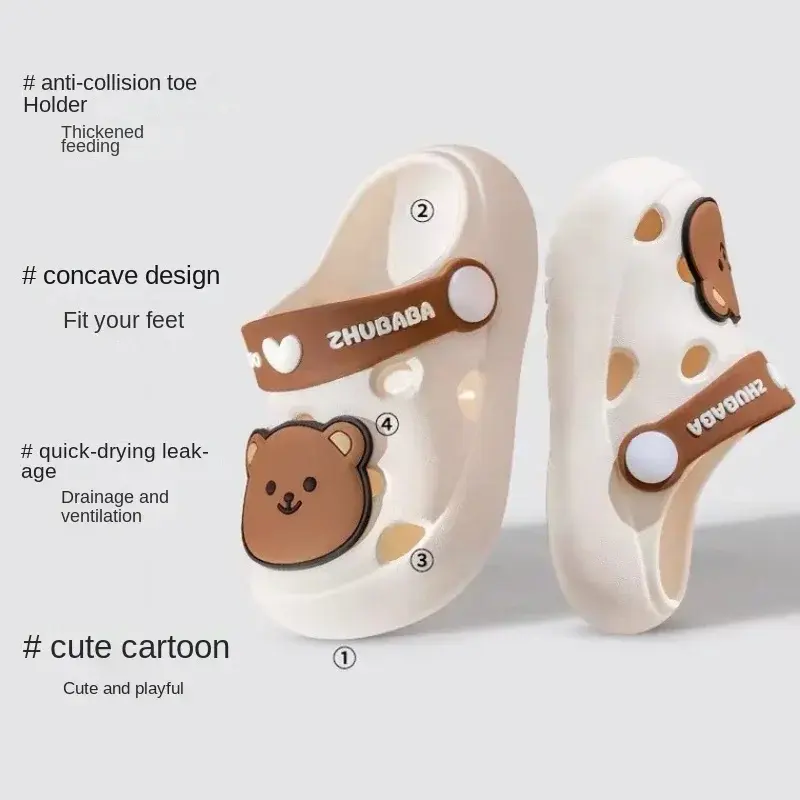 Cartoon Home Slippers Kids Fashion Cute Soft Soled Non-slip Sandals Summer New Design Shoes Baby Unisex PVC Round Head Slippers