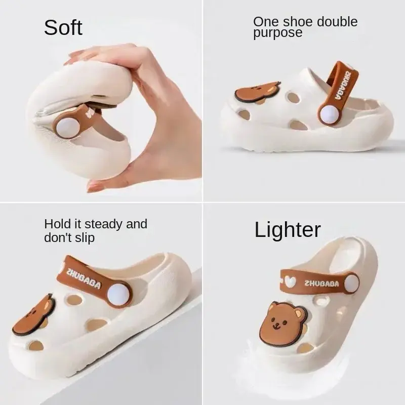 Cartoon Home Slippers Kids Fashion Cute Soft Soled Non-slip Sandals Summer New Design Shoes Baby Unisex PVC Round Head Slippers
