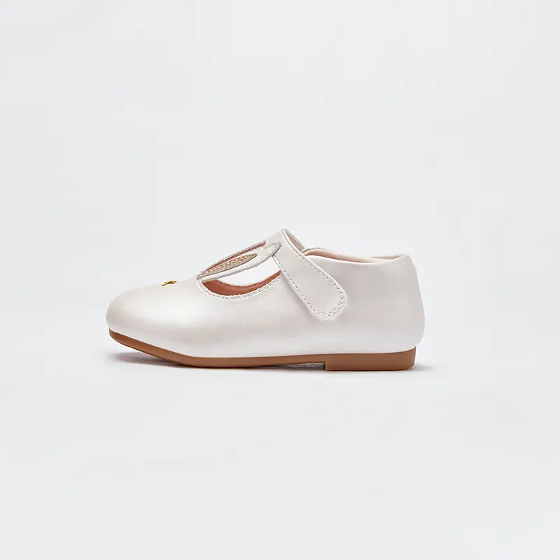 Dave Bella Girl's Princess Autumn Leather White Rabbit Ears Design Kids Shoes Rubber Sole Children Causls Shoes DB1240205