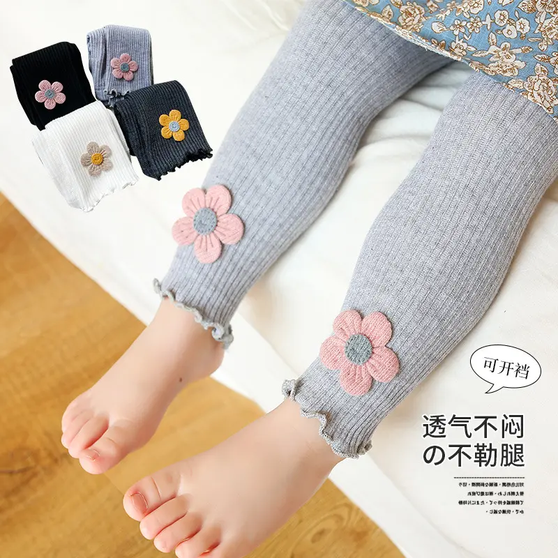 Baby Girl Leggings Pants Autumn Baby Pantyhose Child Toddler Pant Flower Cotton Knitting Trousers For Kid Infant Legging Spring