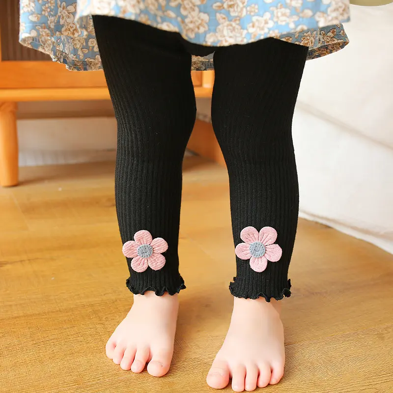 Baby Girl Leggings Pants Autumn Baby Pantyhose Child Toddler Pant Flower Cotton Knitting Trousers For Kid Infant Legging Spring