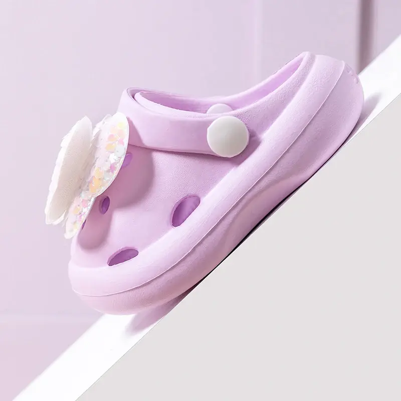 Children's Slippers Girls Princess Style Wear Non-Slip Soft-Soled Crcs Fashion Bow Treasure Girls Bow-Toe Shoes