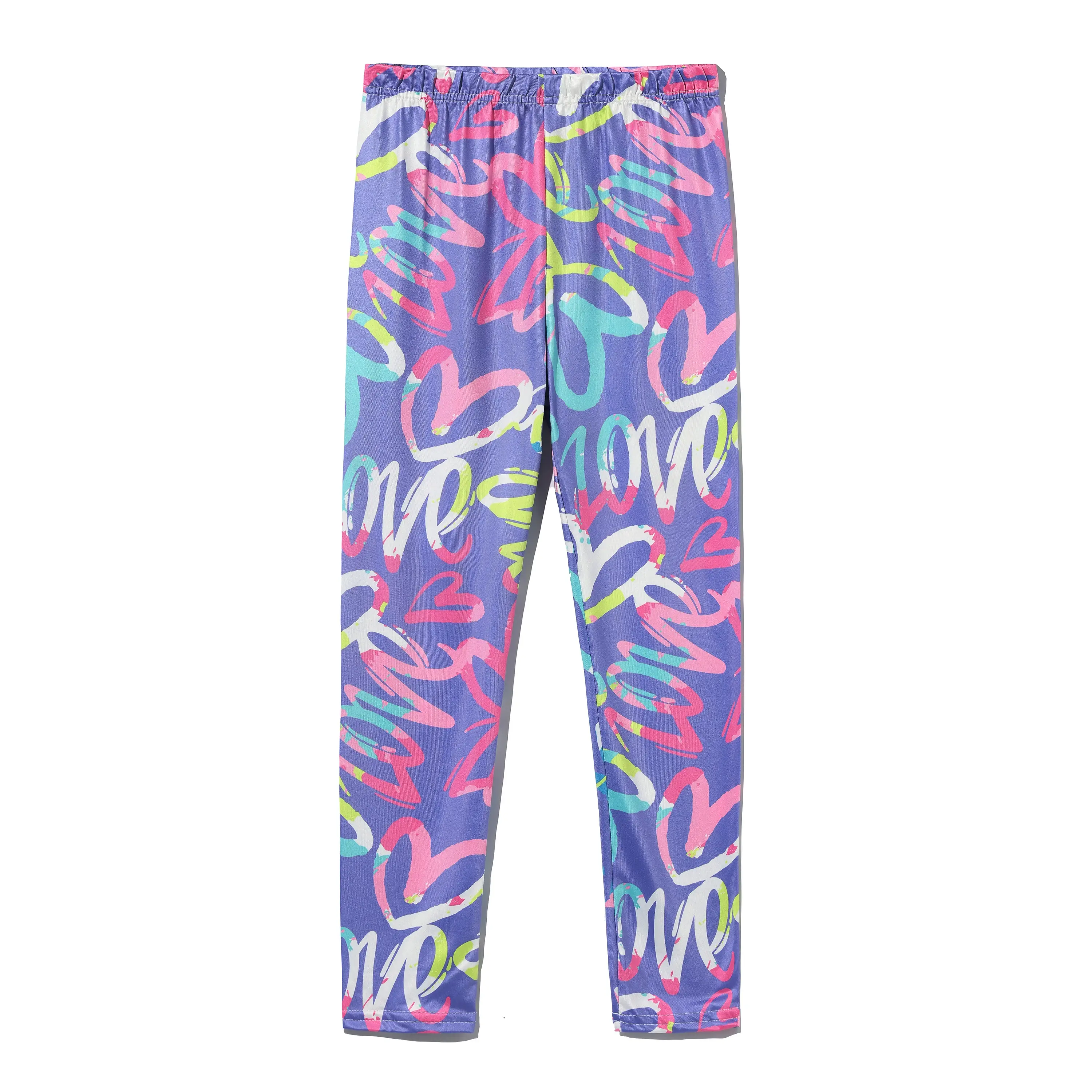 SLAIXIU Casual Girls Leggings Stretchy Printing Kids Pants Athletic Trousers for 4-12 Years Girl (1pcs)