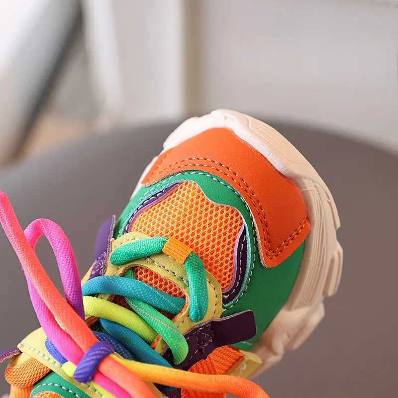 Colorful Fashionable Breathable Mesh Casual Sneakers for Boys and Girls Sport Shoes, Suitable for All Seasons