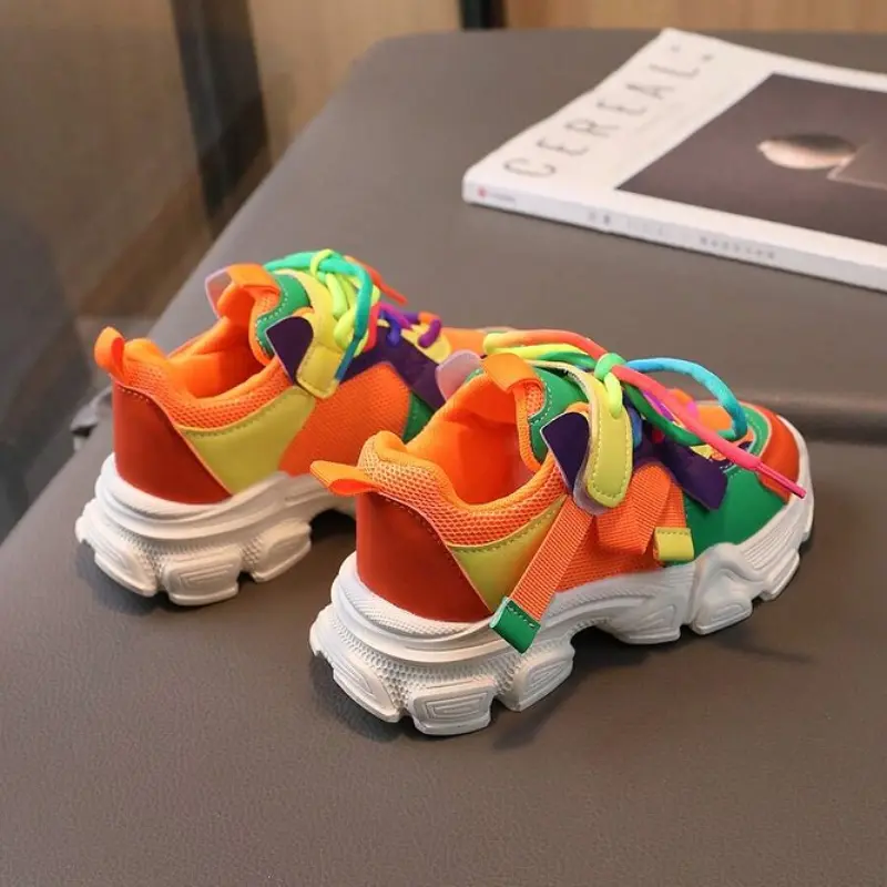 Colorful Fashionable Breathable Mesh Casual Sneakers for Boys and Girls Sport Shoes, Suitable for All Seasons