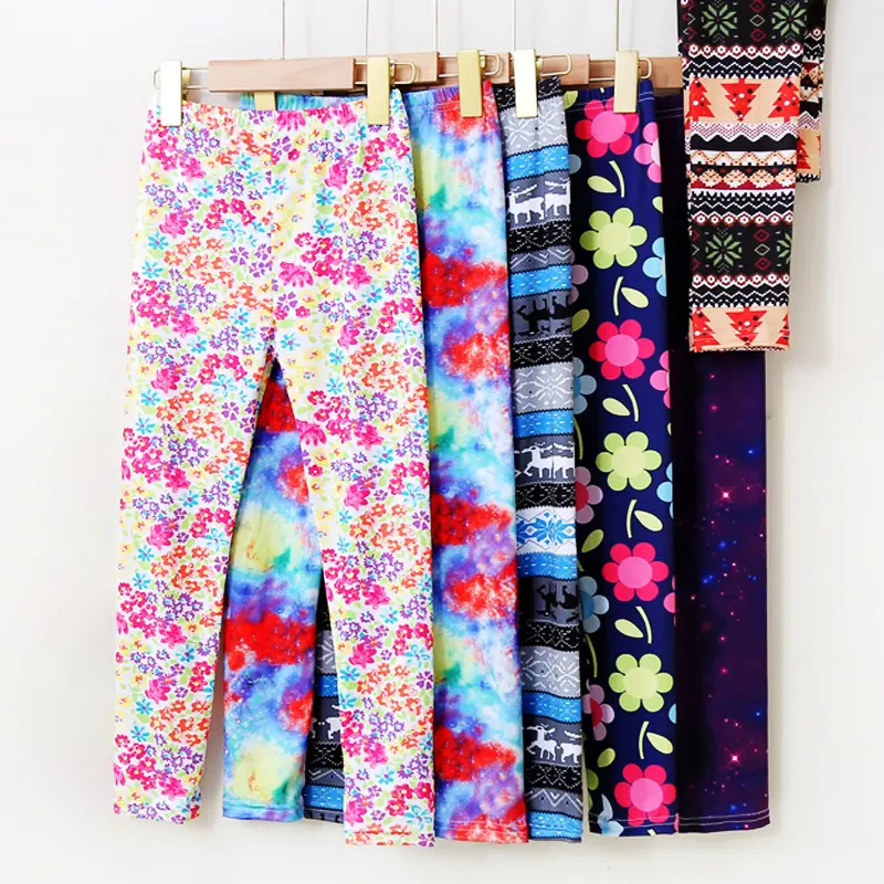 Girls Leggings Ice Cream Elastic Floral Stretch Pants Children Student Yoga Running Pants Soft Skinny Trousers Teenage 2-13Yrs