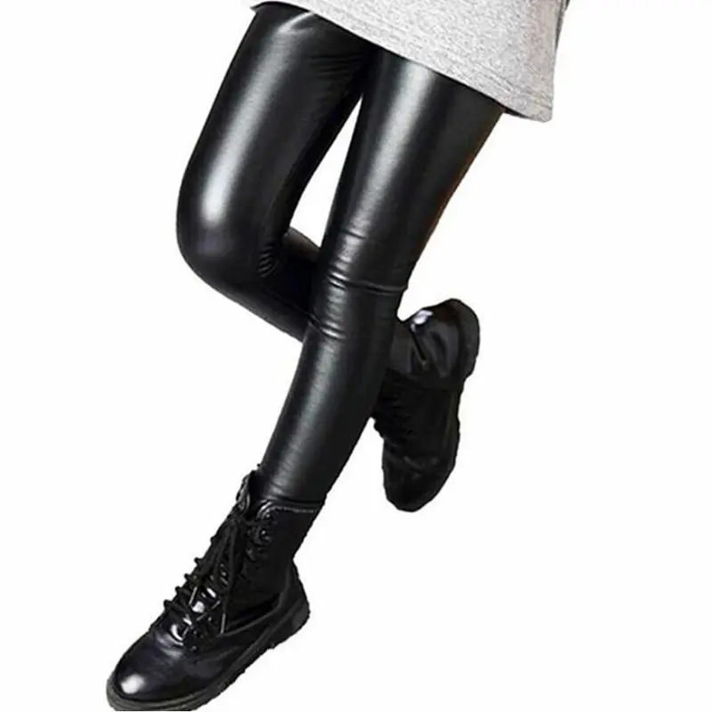 Faux PU Leather Kids Girls Legging Skinny Girl Pencil Pants Spring Autumn Children Leggings