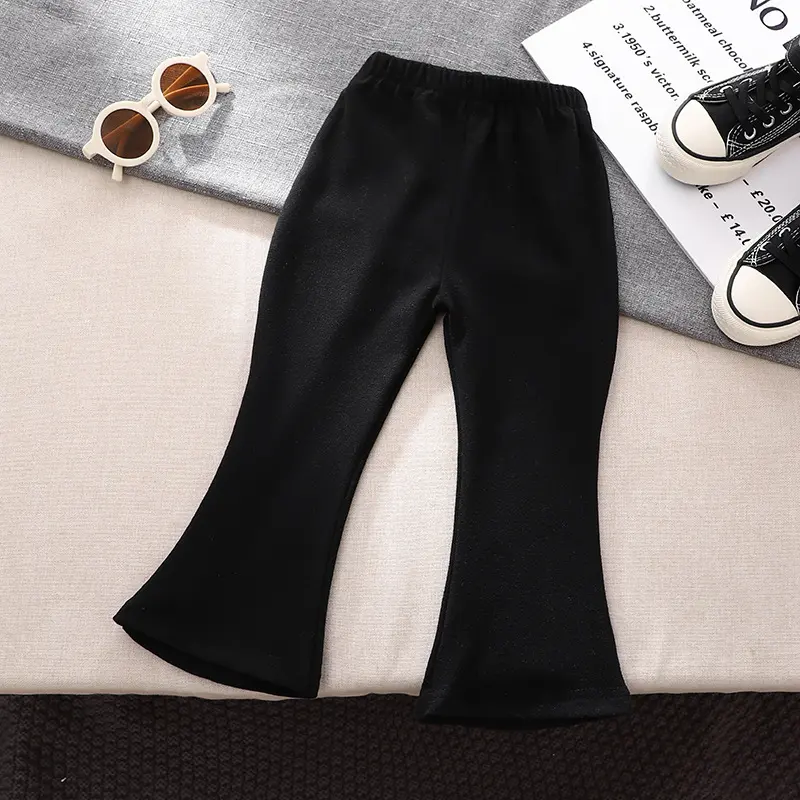 Spring Autumn Baby Girls Pant Korean Version Children Flared Pants 1-6Year Kid Leggings Solid Fashion Boot Cut