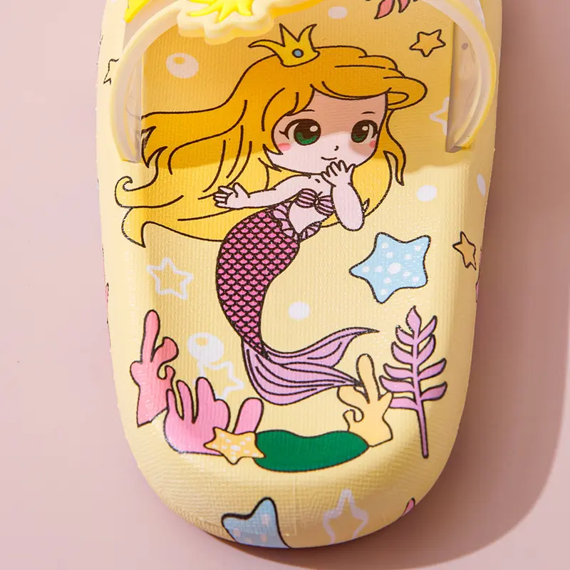 Girls Mermaid Slippers Soft Bottom Non-slip Home Indoor Sandals Slippers Middle and Big Children Cute Princess Bathroom Slippers