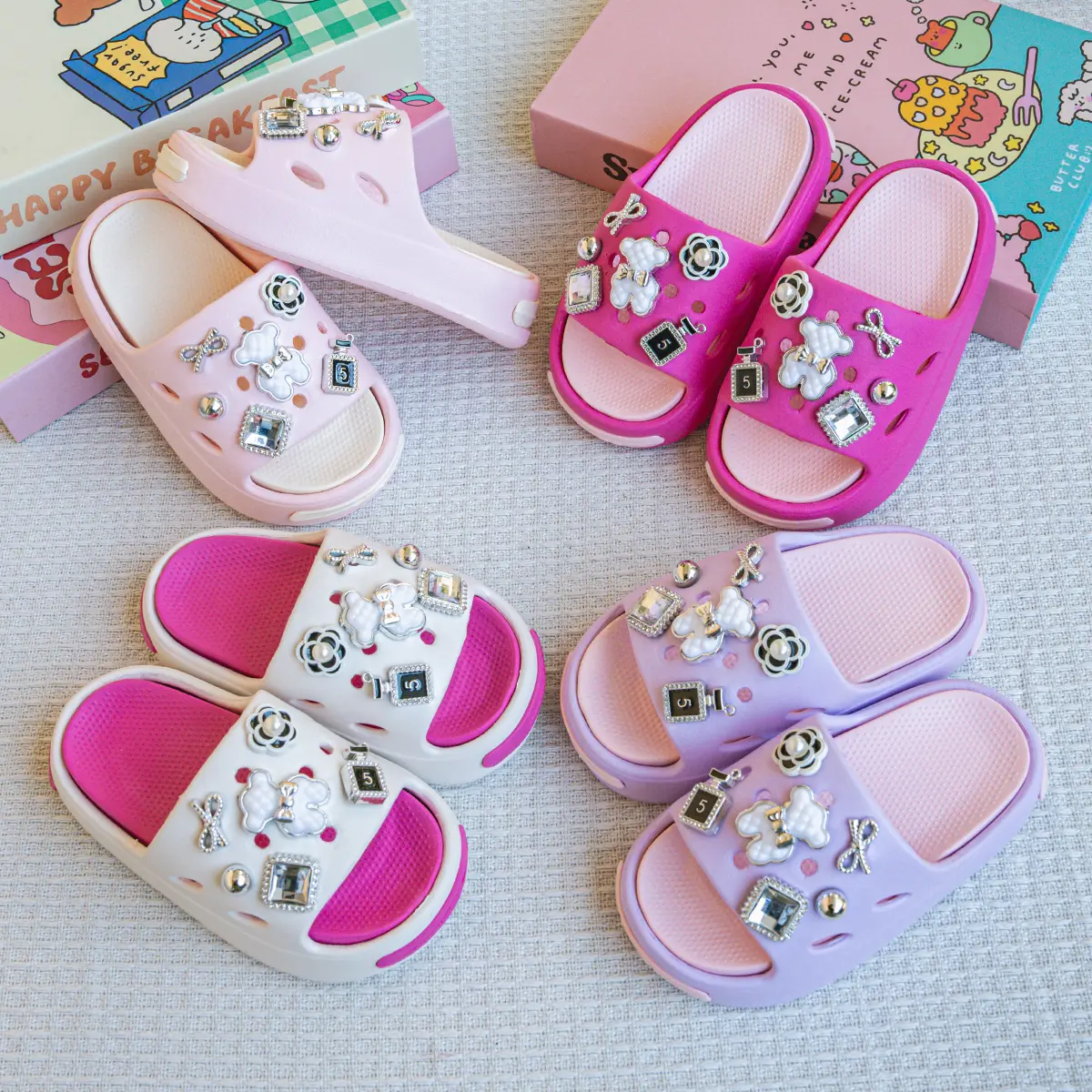 New Popular Cartoon Double White Bear Versatile Eva Slippers for Boys and Girls, Fashionable Double Soft-Soled Non-Slip Sandals 831
