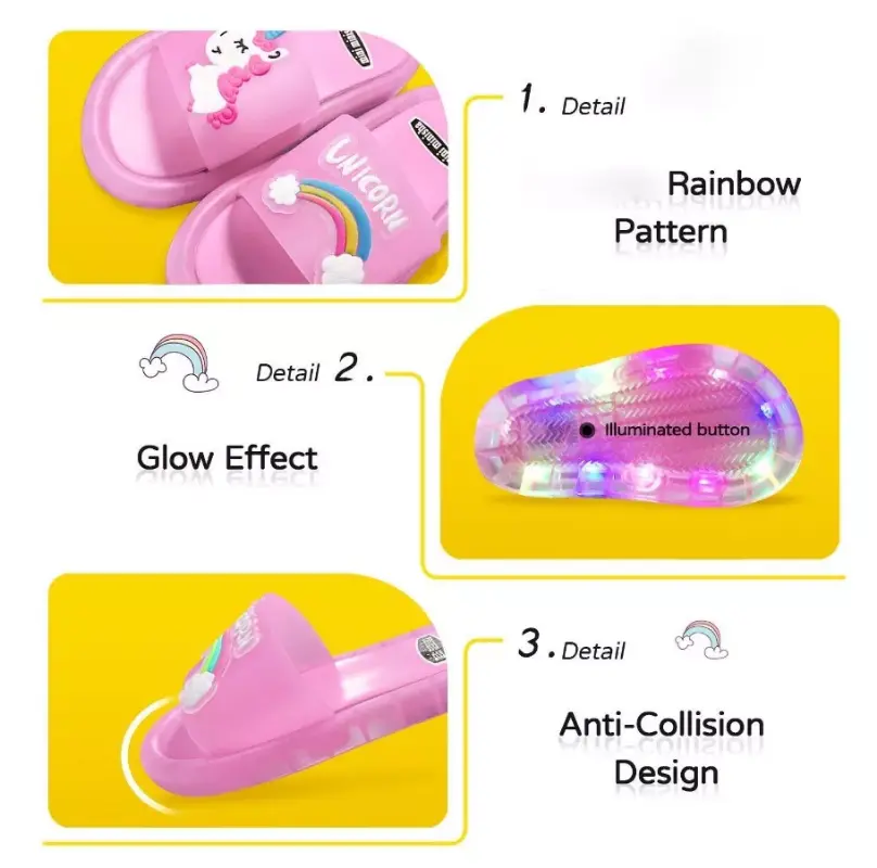 2023 Girl Slippers Children LED Kids Slippers Baby Bathroom Sandals Kids Shoes for Girl Boys Light Up Shoes Toddler