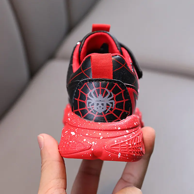 Boys' Cartoon Shoes Led Light Up Children's Shoes Sneaker 1-6 Year Old Boys Girls Spring Autumn Casual Red Black Pu Leather Shoe