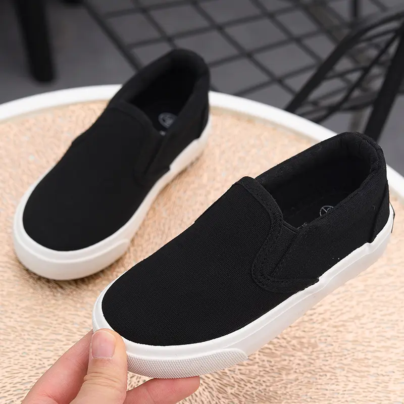 Children's canvas shoes, black cloth shoes, boys' soft sole single shoes, girls' soft sole shoes, versatile and breathable child