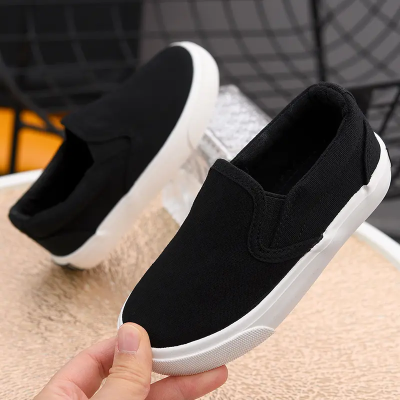 Children's canvas shoes, black cloth shoes, boys' soft sole single shoes, girls' soft sole shoes, versatile and breathable child