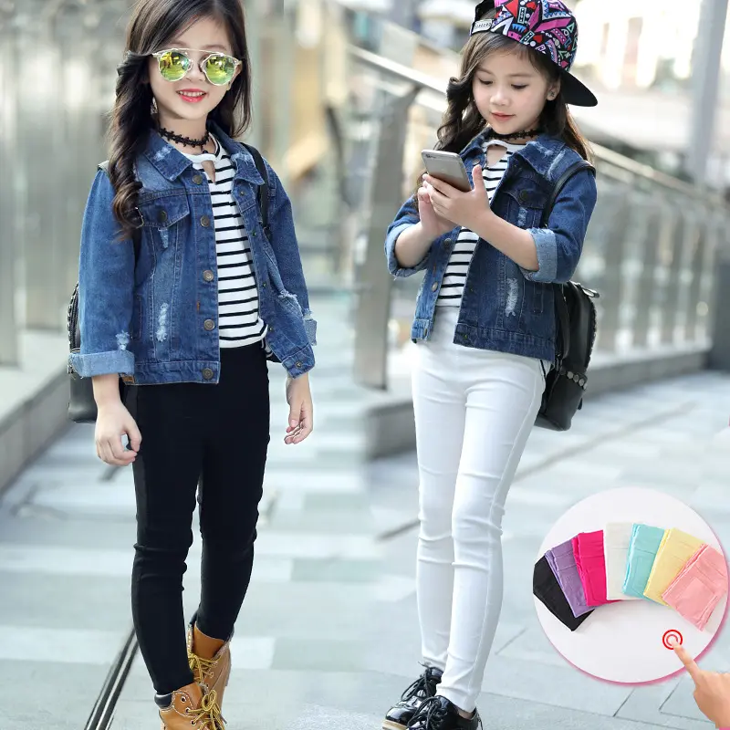 Girls Leggings Slimming Stretch Pants Candy Color Trousers 3 to 12 Years