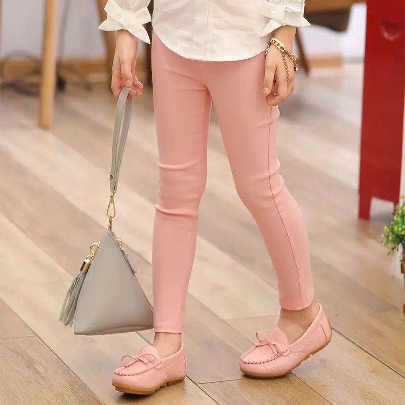 Girls Leggings Slimming Stretch Pants Candy Color Trousers 3 to 12 Years
