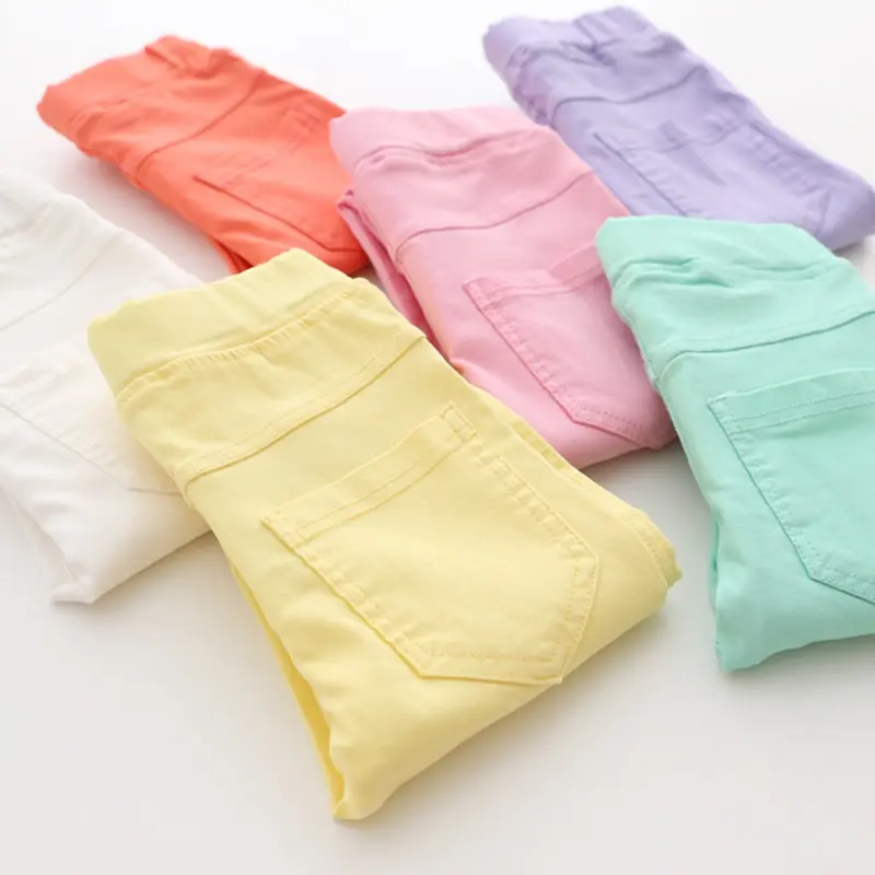 Girls Leggings Slimming Stretch Pants Candy Color Trousers 3 to 12 Years