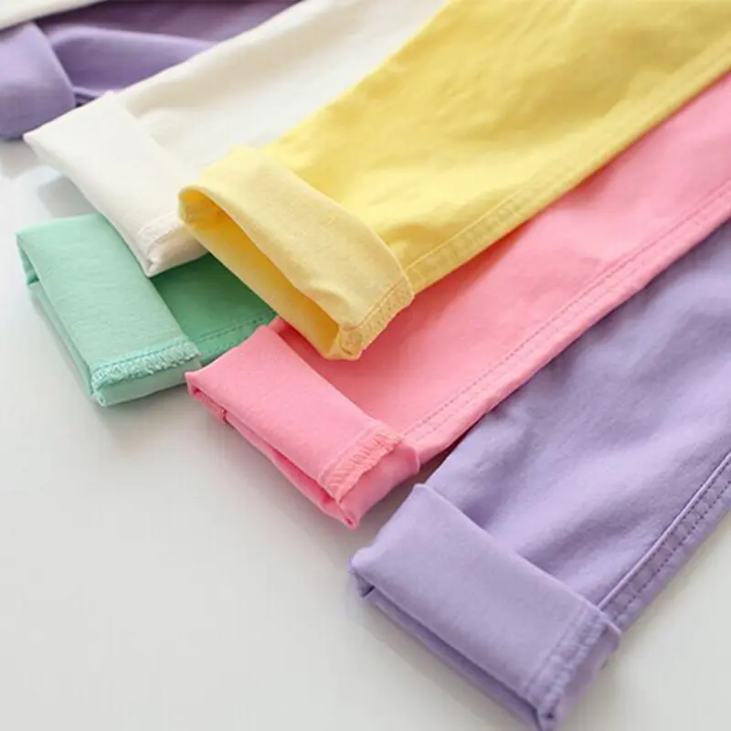 Girls Leggings Slimming Stretch Pants Candy Color Trousers 3 to 12 Years