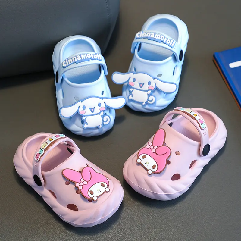 Kawaii Sanrio Children Summer Slippers Anime Cartoon Kuromi Cinnamoroll Kid Indoor Slippers Home Non-Slip Flip-Flops Girl Gift
