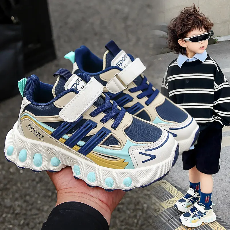 Boys' sports shoes 2025 Spring and Autumn new girls' white shoes with breathable mesh surface, children's dad shoes for leisure