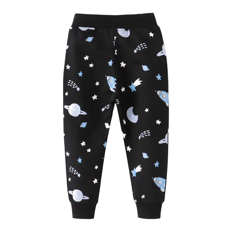 Jumping Meters 2-7T Boys Girls Sweatpants Space Print Drawstring Toddler Kids Trousers Full Length Pants Baby Autumn Spring